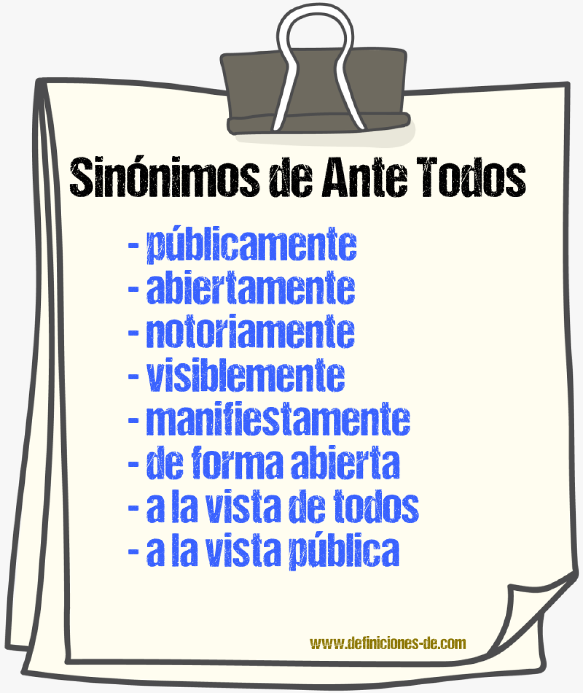 Sinónimos de ante todos