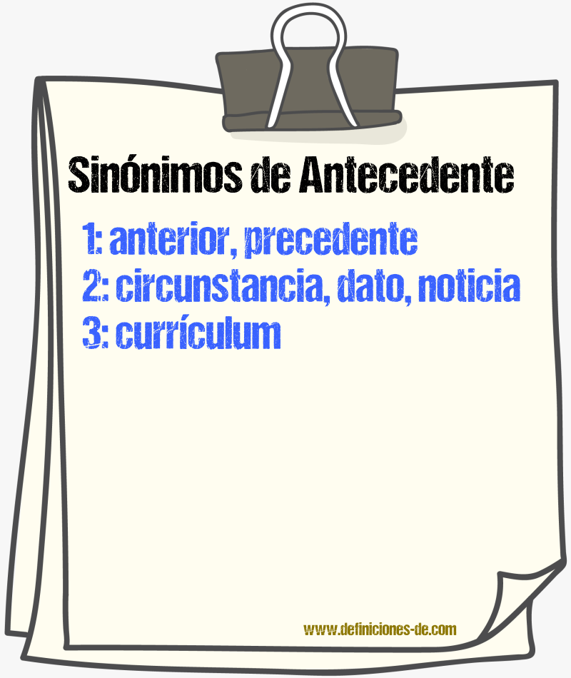 Sinnimos de antecedente