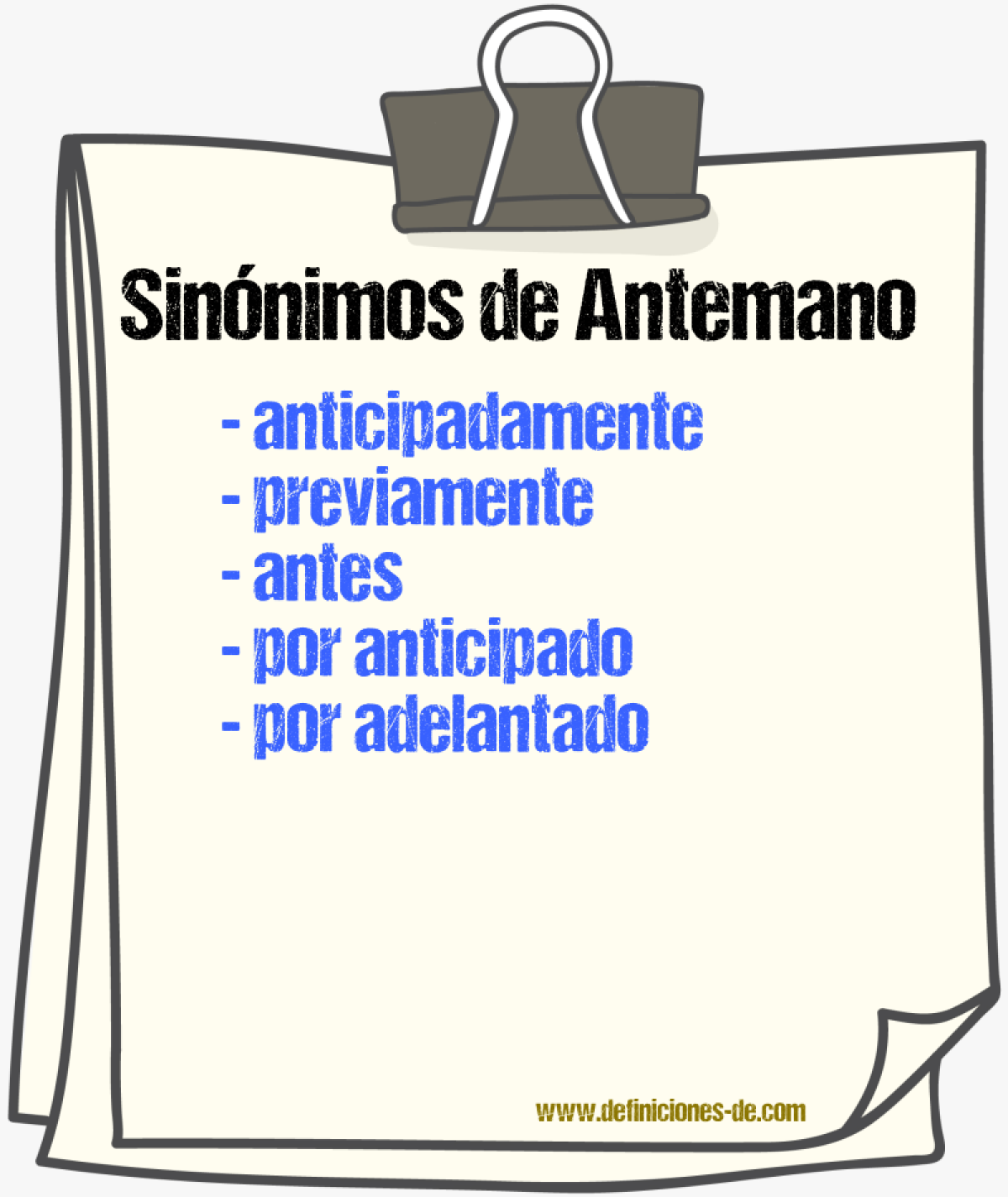 Sinnimos de antemano