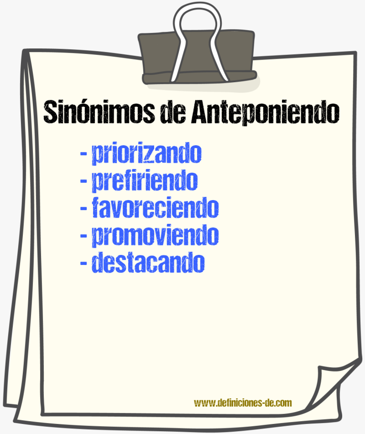 Sinónimos de anteponiendo