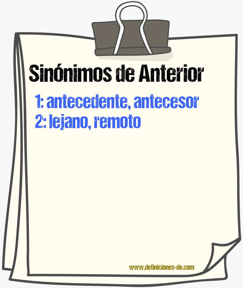 Sinnimos de anterior