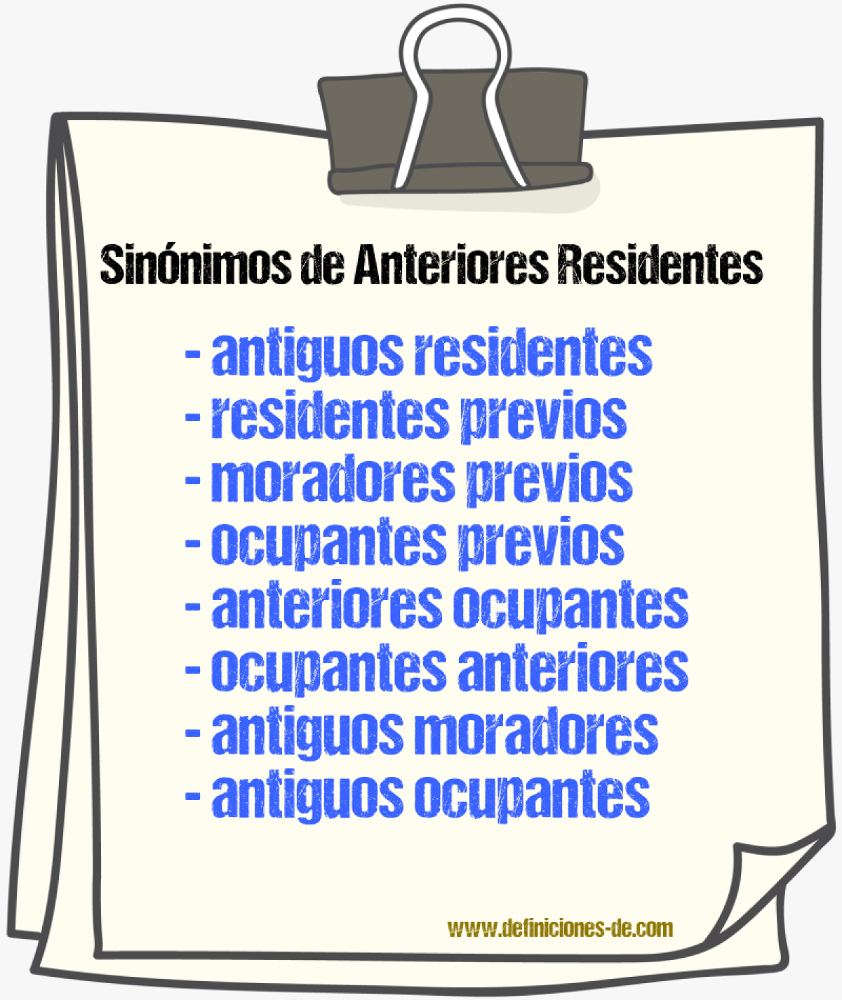 Sinónimos de anteriores residentes