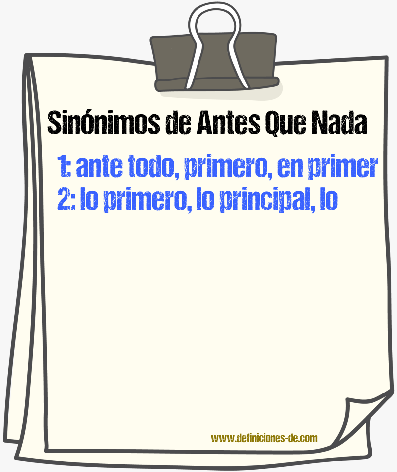 Sinónimos de antes que nada
