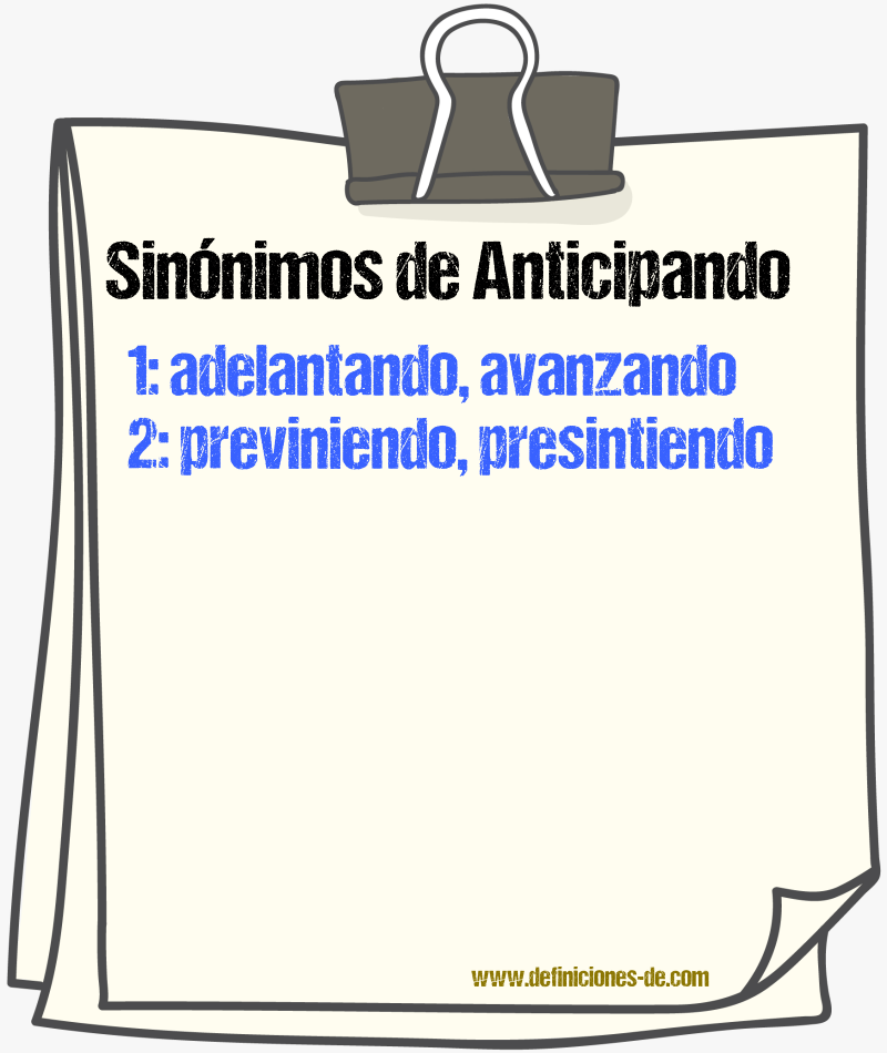 Sinónimos de anticipando