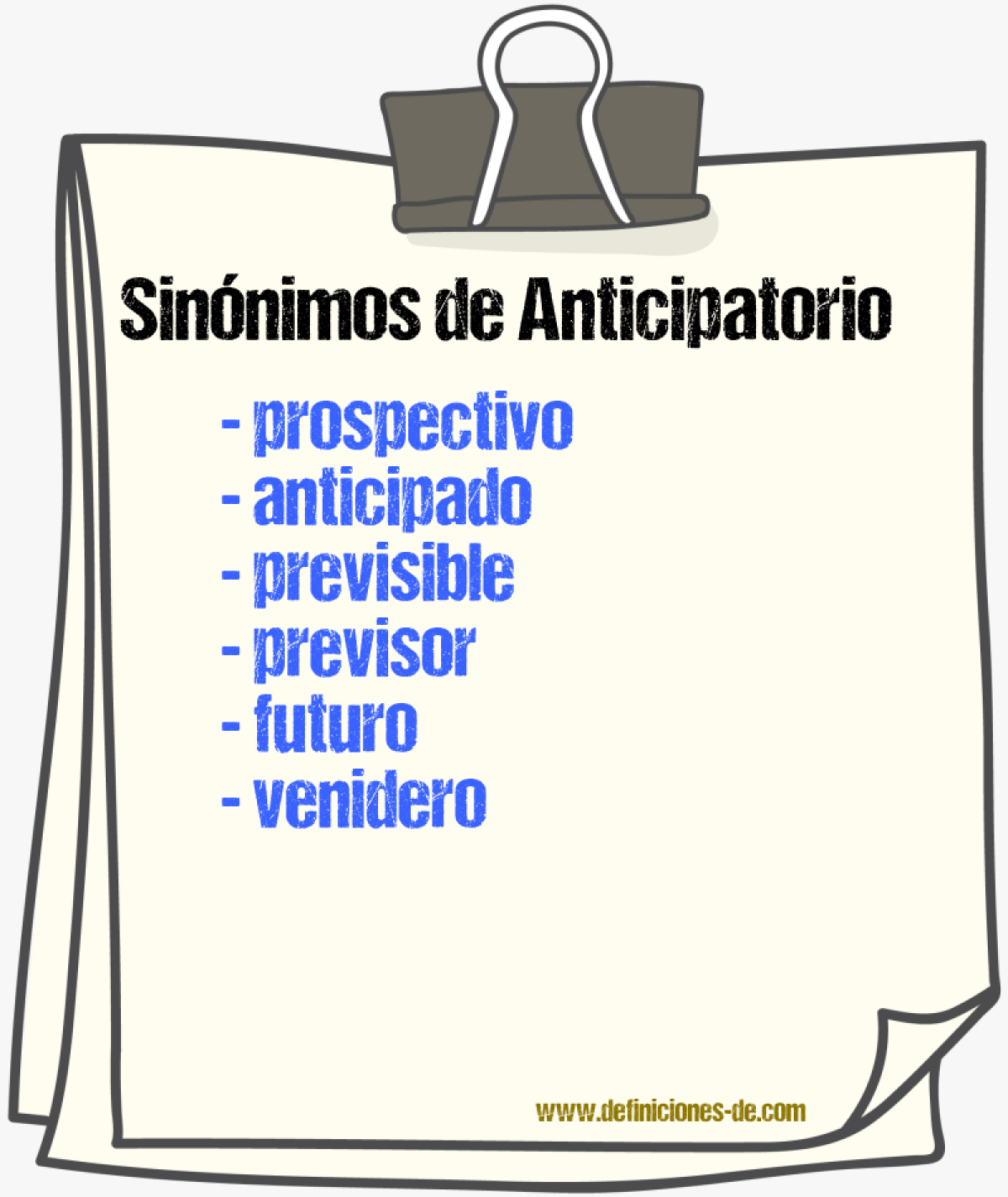 Sinónimos de anticipatorio