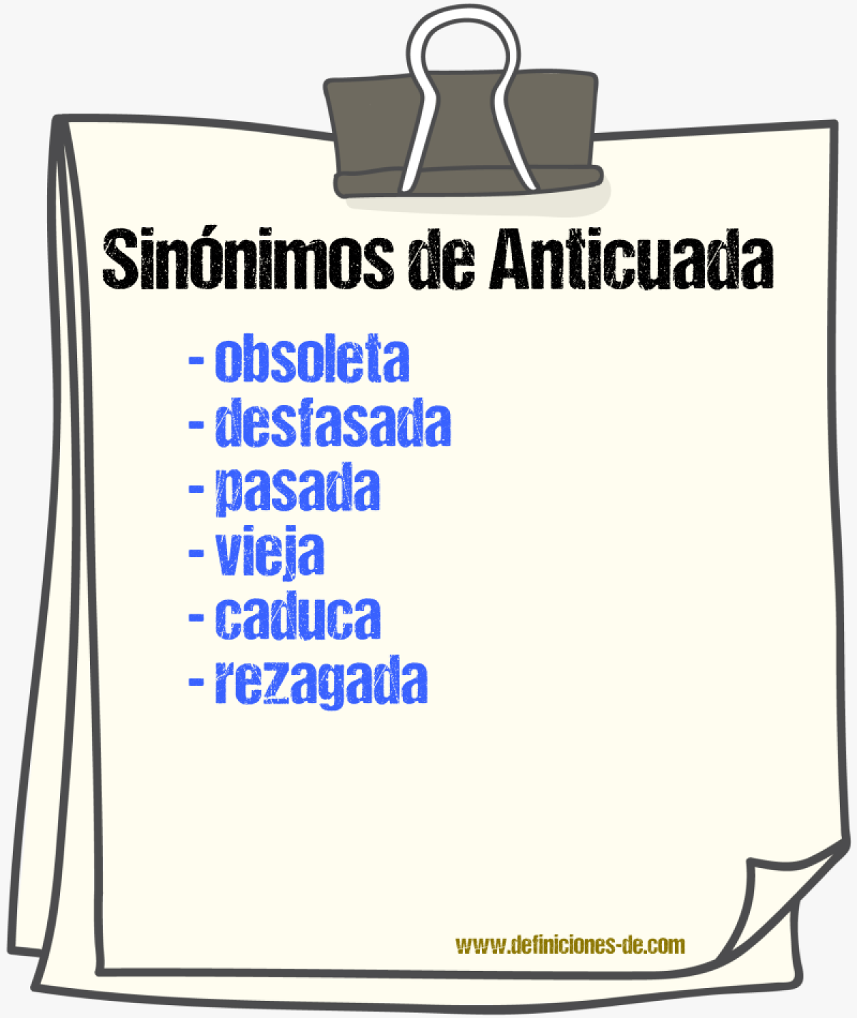 Sinónimos de anticuada