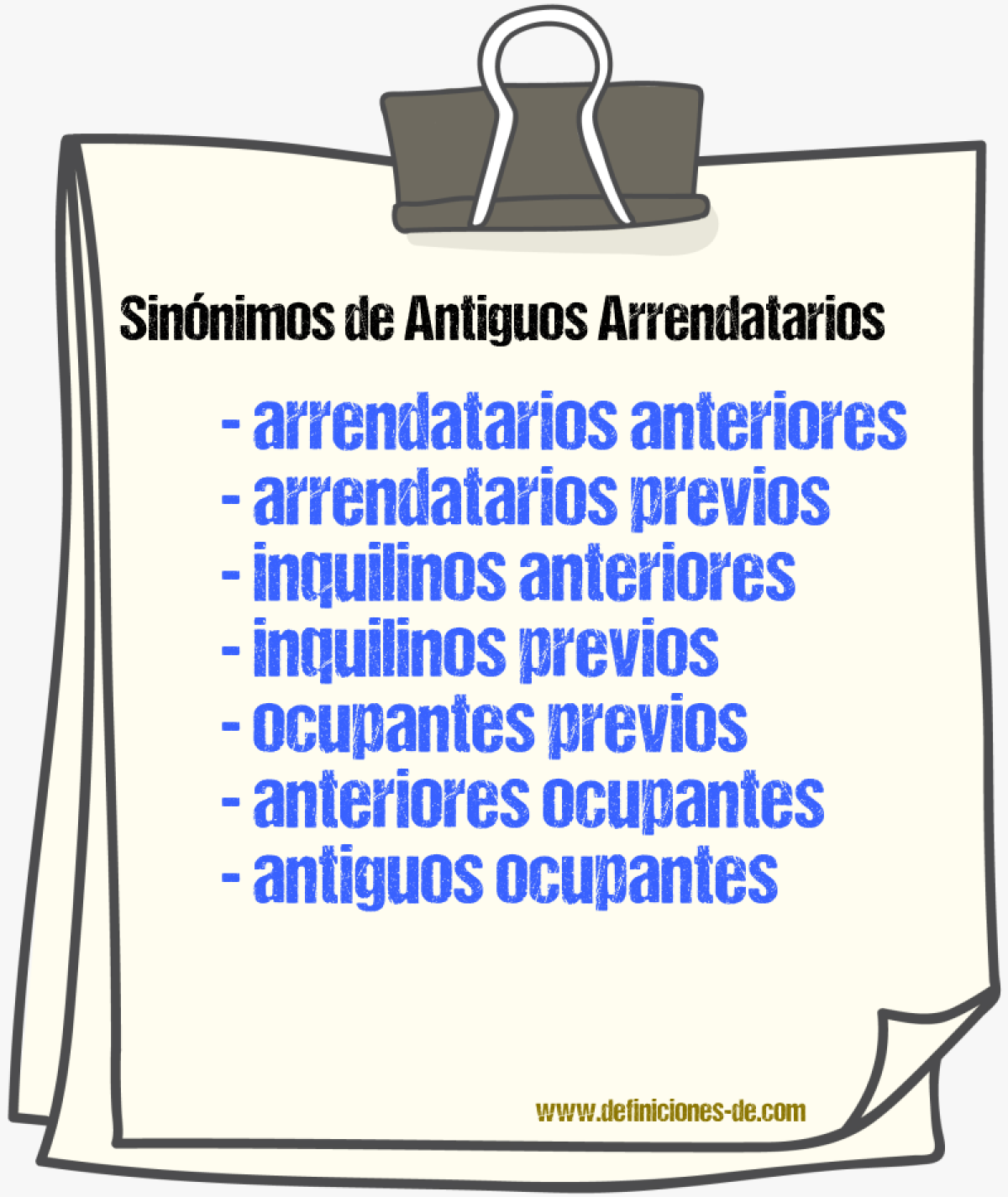 Sinónimos de antiguos arrendatarios