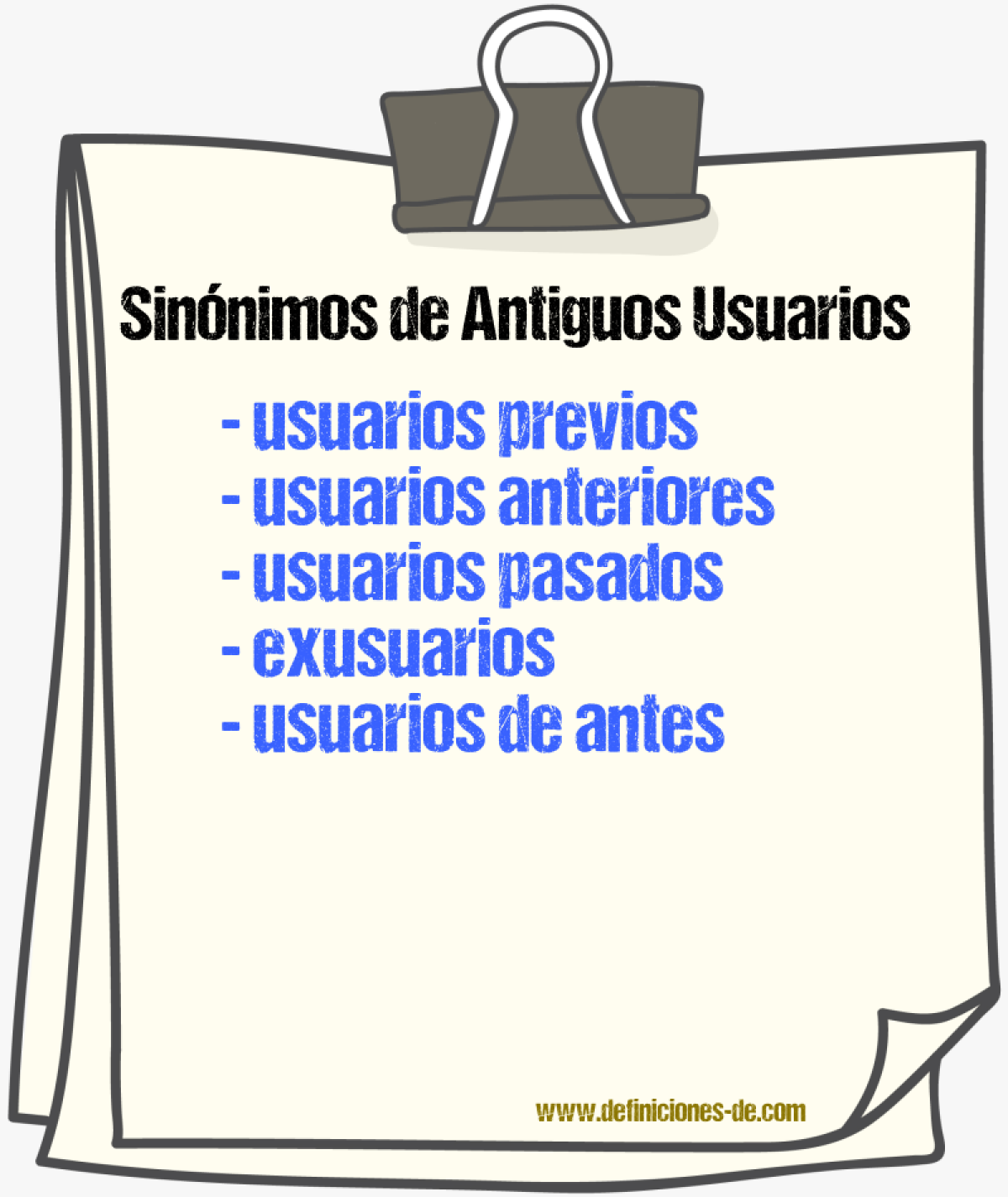 Sinónimos de antiguos usuarios