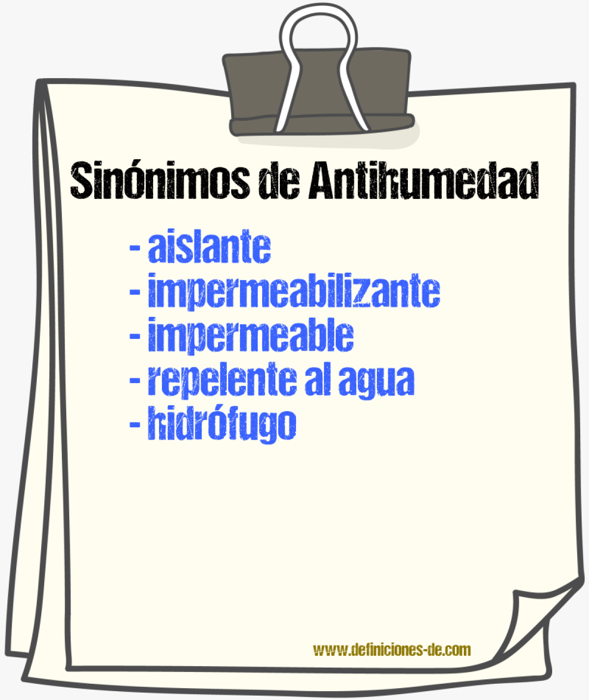 Sinnimos de antihumedad