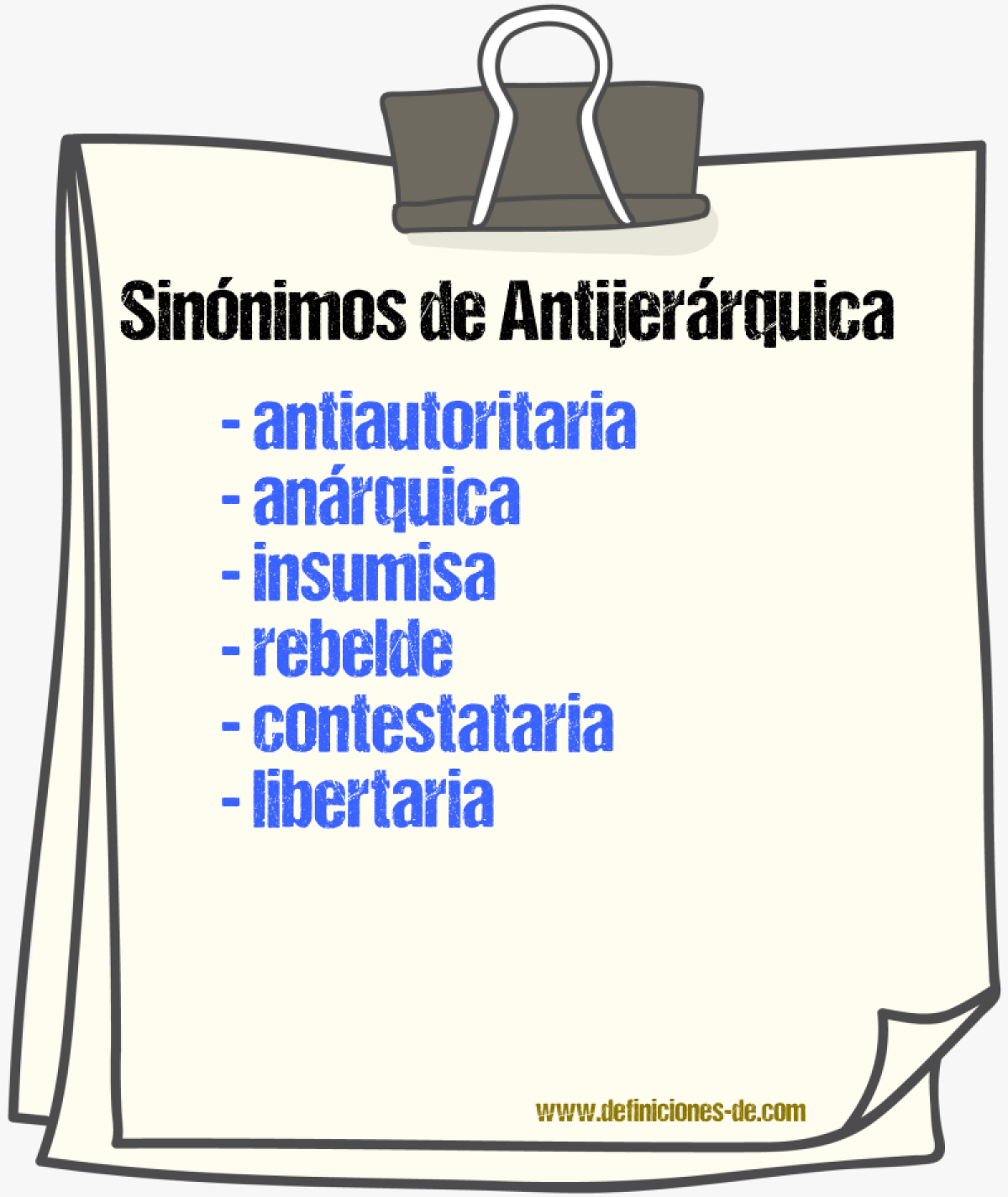 Sinónimos de antijerárquica