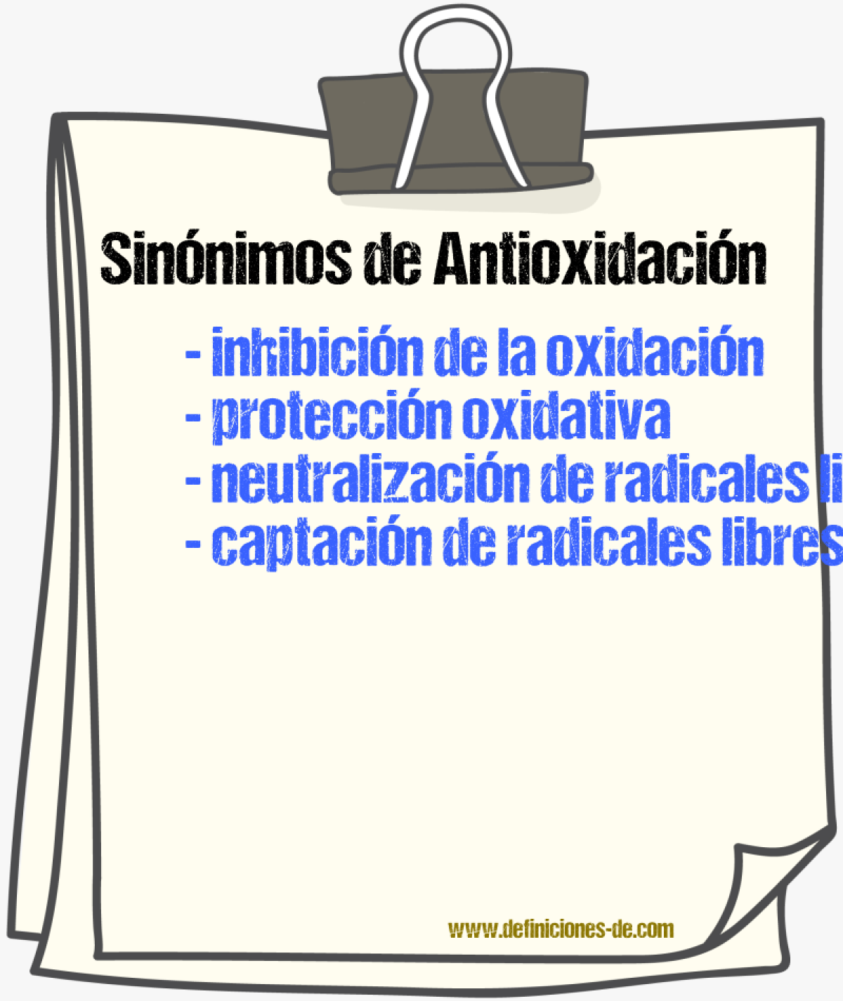 Sinónimos de antioxidación