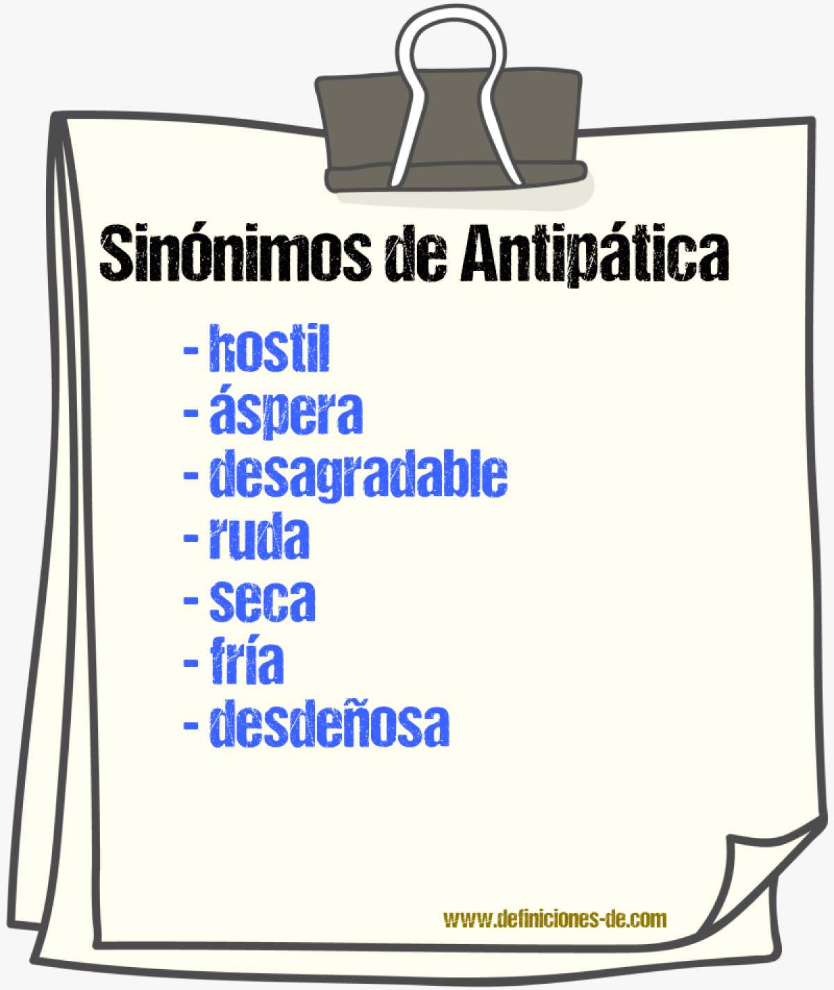 Sinónimos de antipática