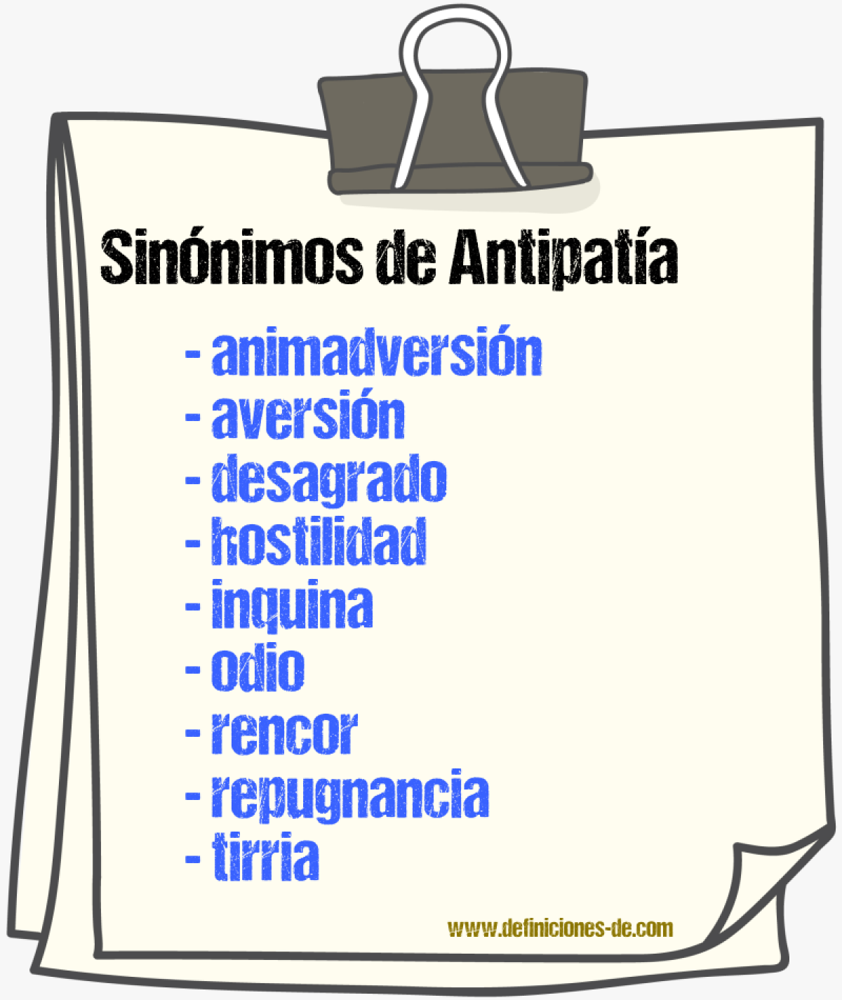 Sinnimos de antipata