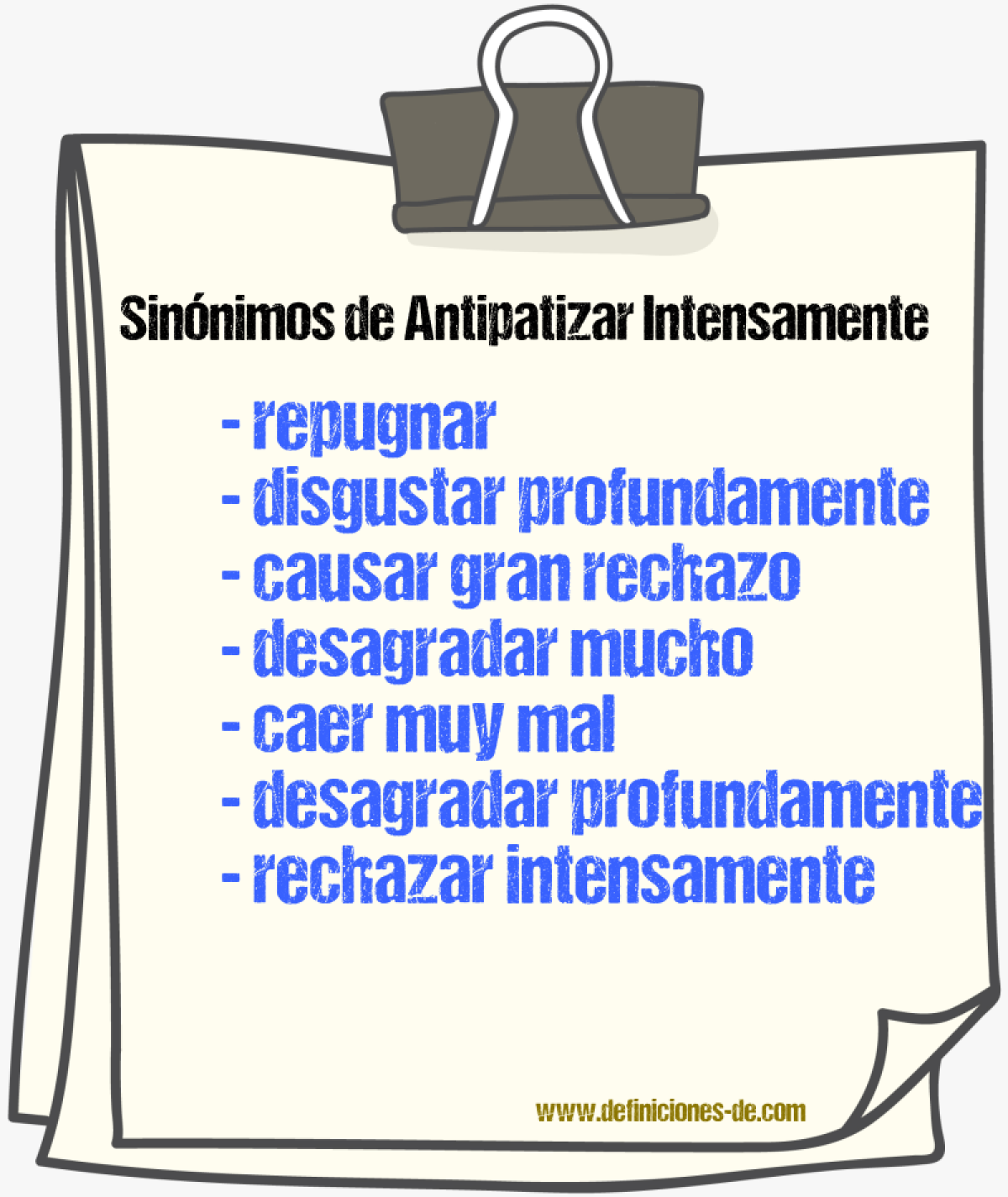 Sinónimos de antipatizar intensamente