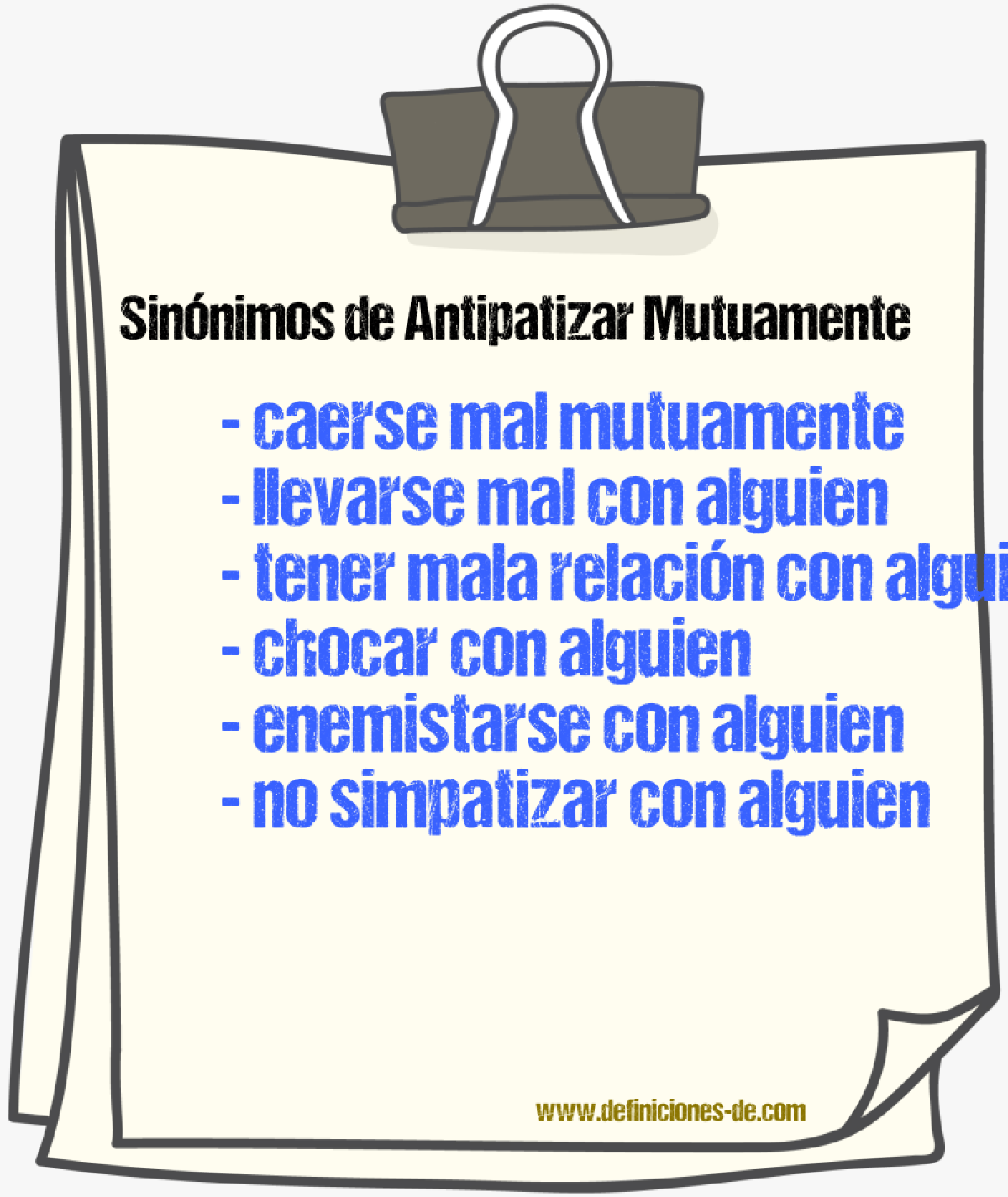Sinónimos de antipatizar mutuamente
