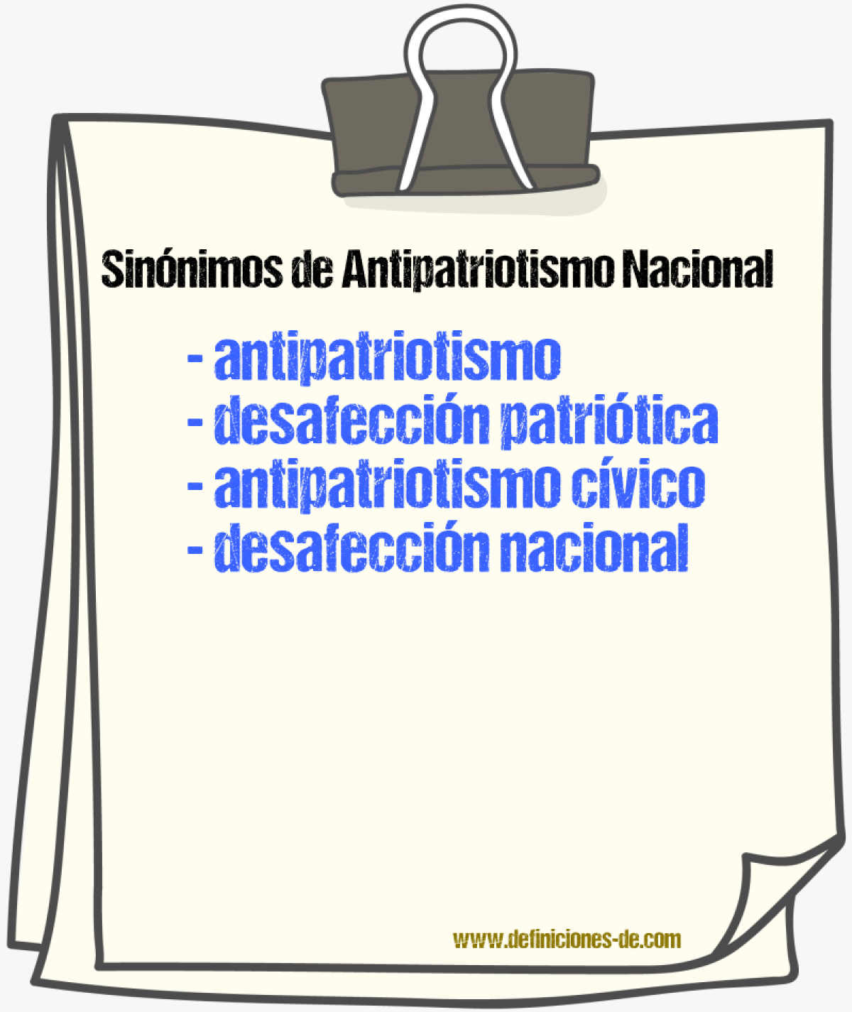 Sinónimos de antipatriotismo nacional