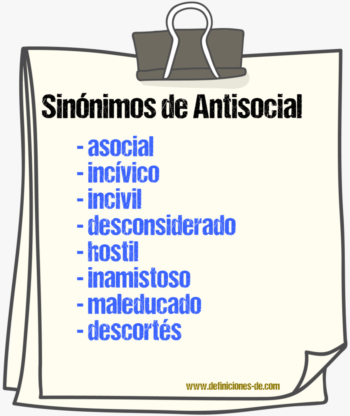 Sinónimos de antisocial