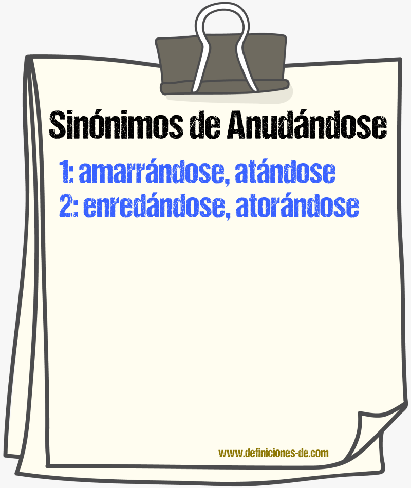Sinónimos de anudándose