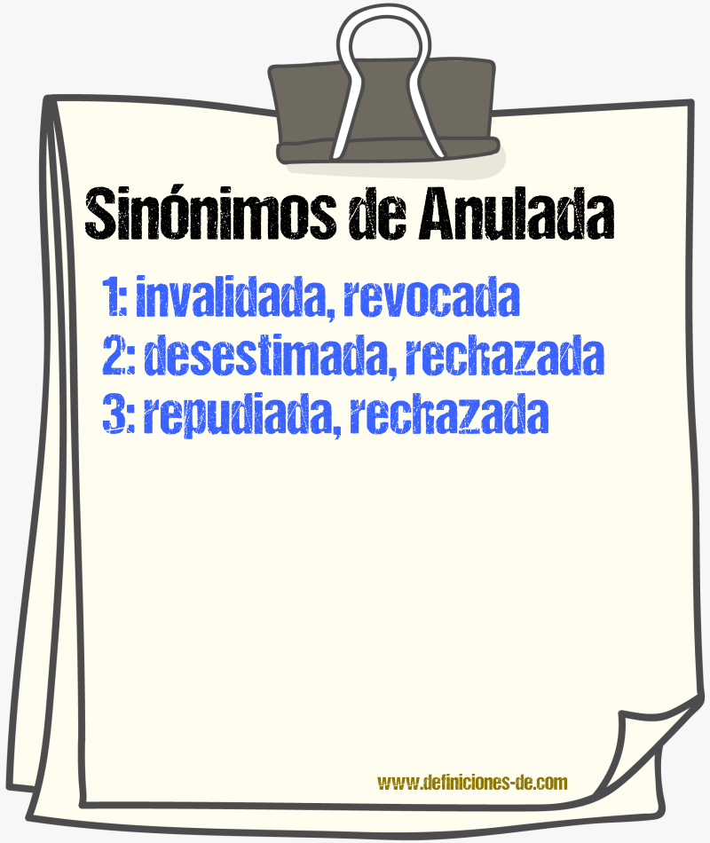 Sinónimos de anulada