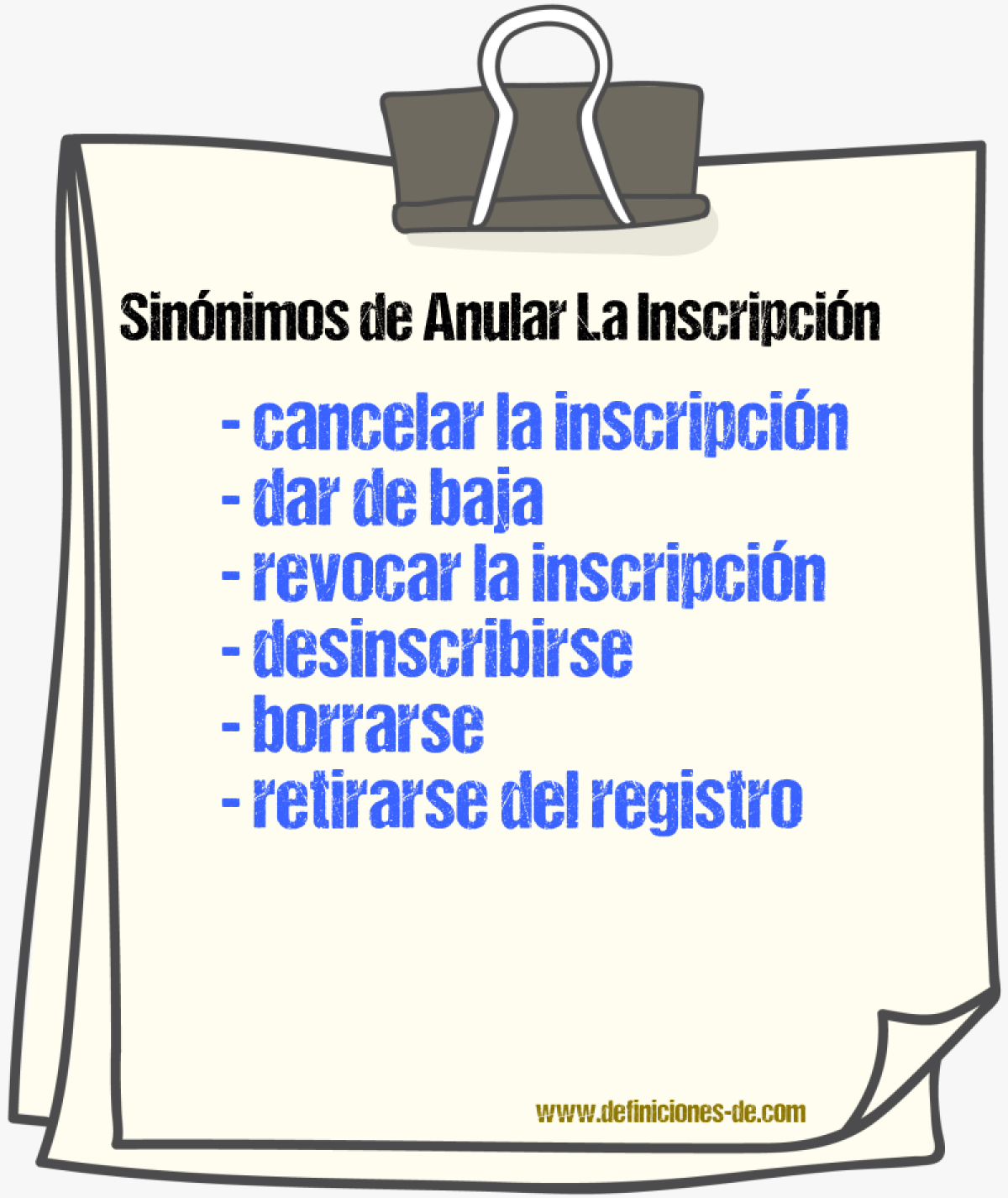 Sinónimos de anular la inscripción