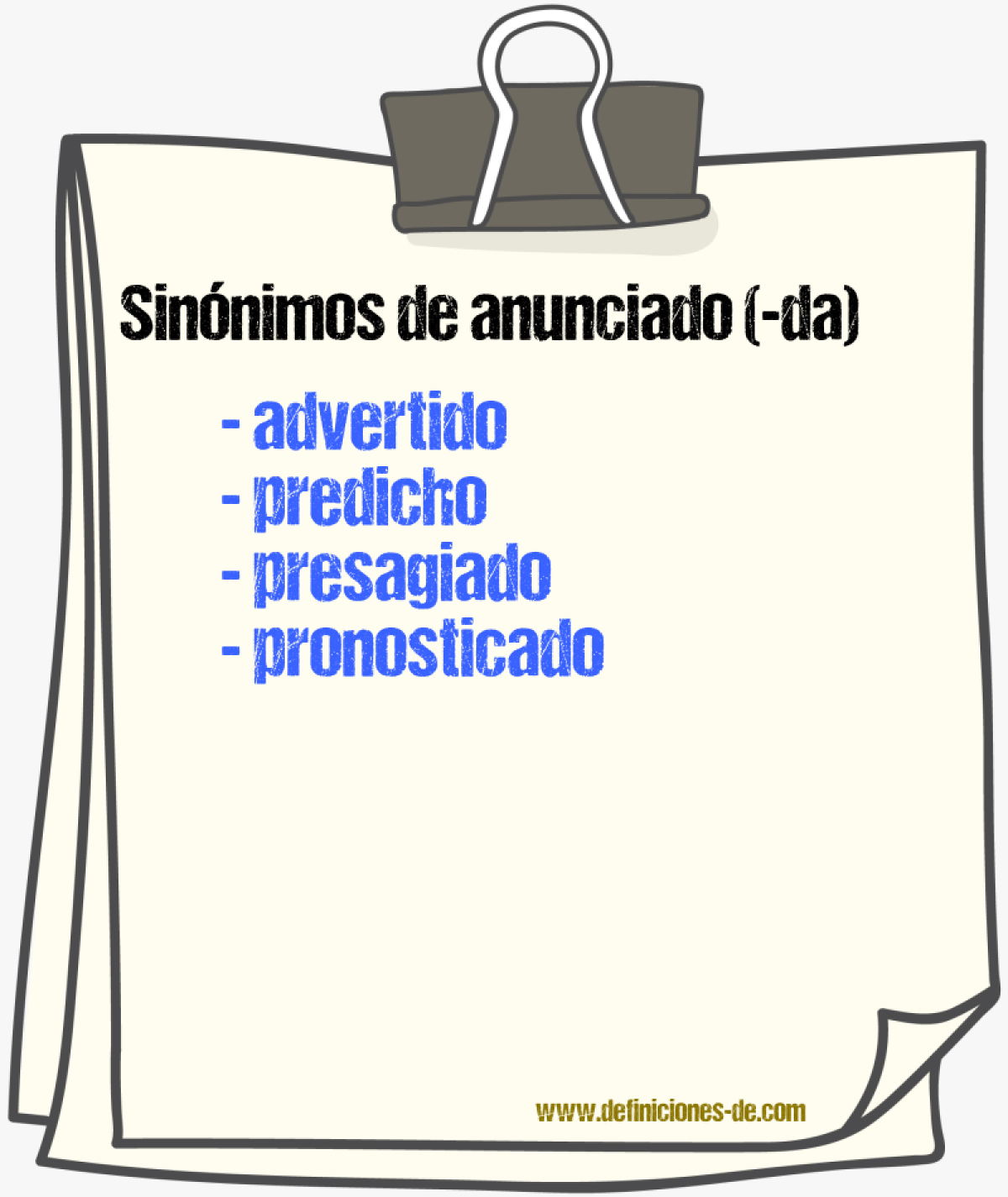 Sinnimos de anunciado