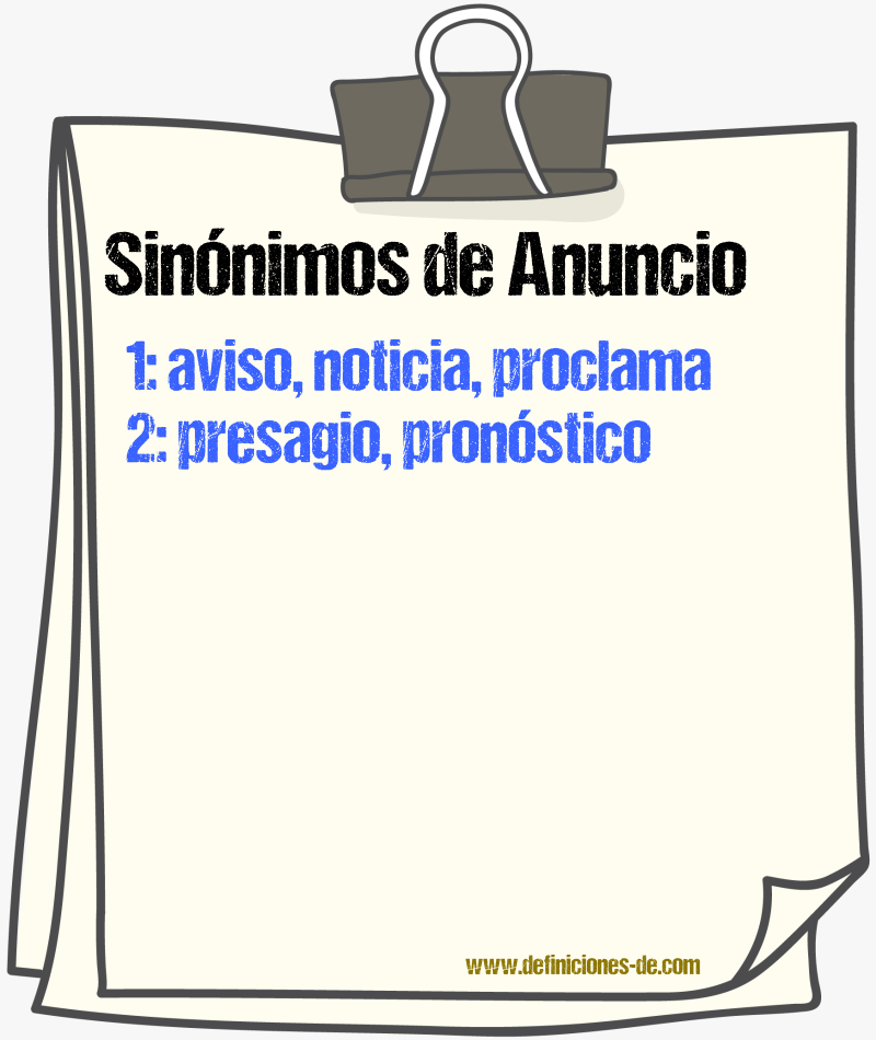 Sinnimos de anuncio