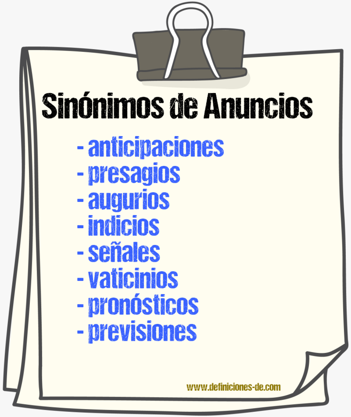 Sinónimos de anuncios
