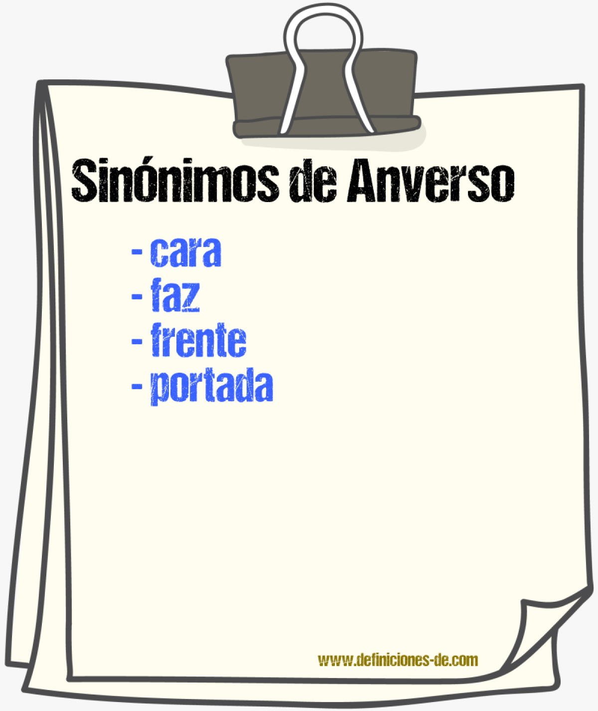 Sinnimos de anverso