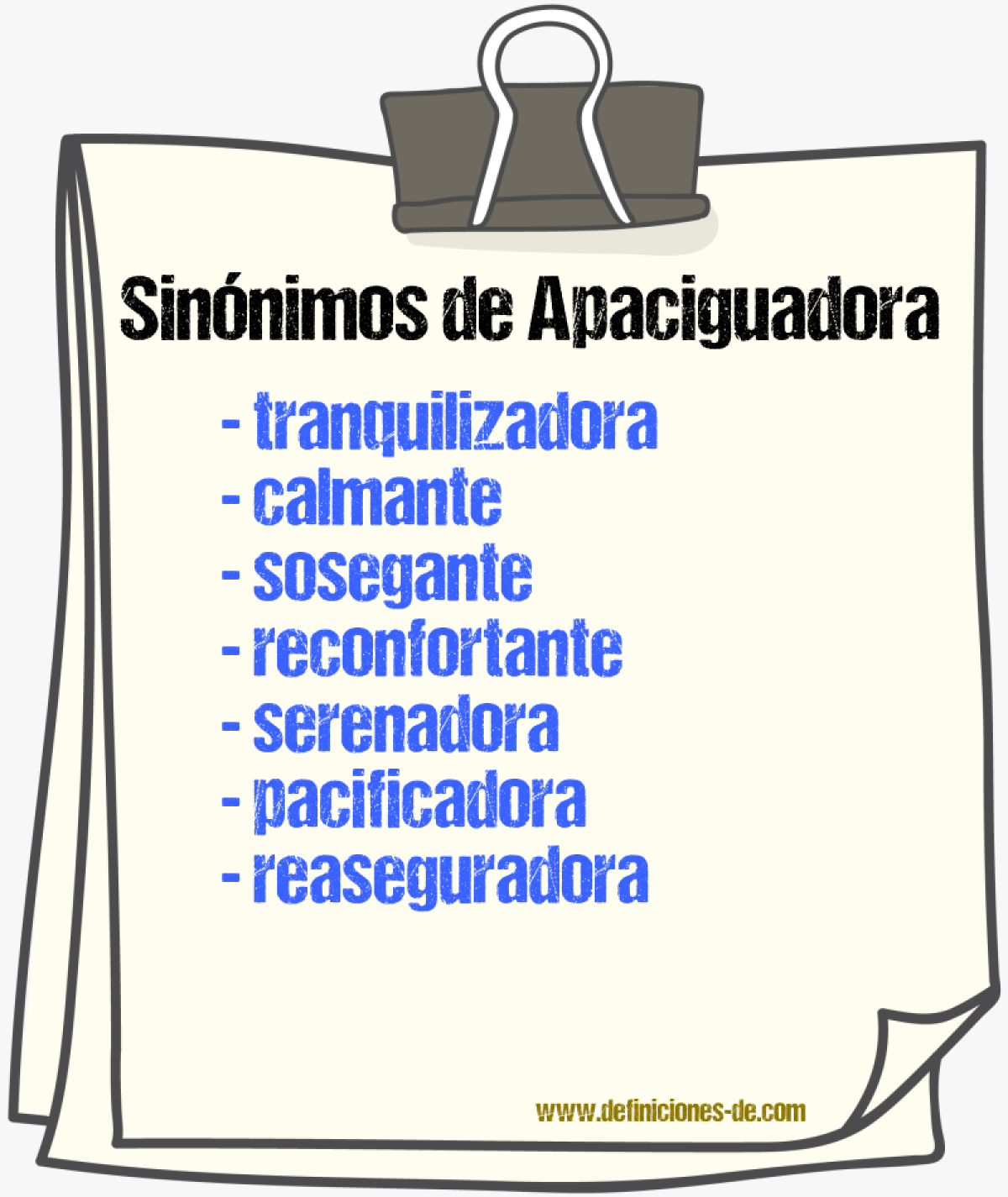 Sinónimos de apaciguadora