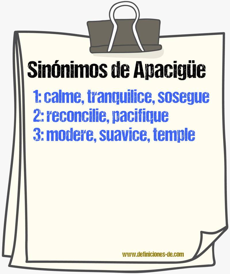 Sinónimos de apacigüe