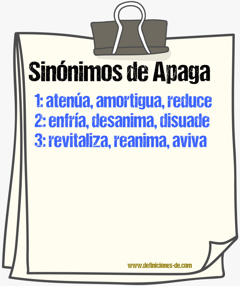 Sinónimos de apaga