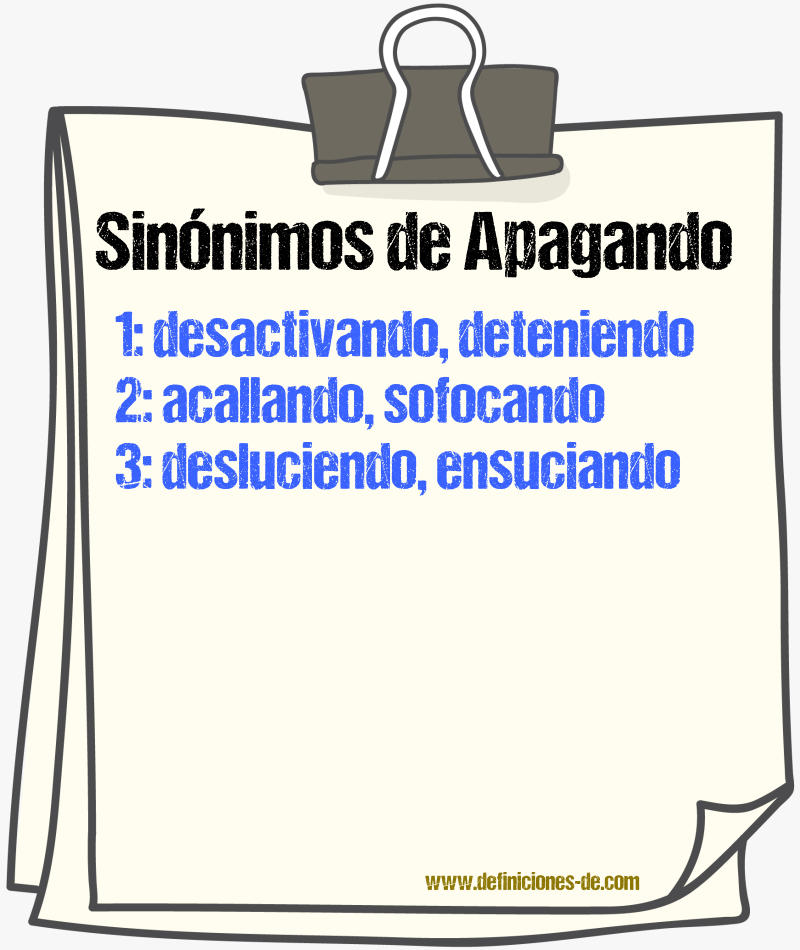 Sinónimos de apagando