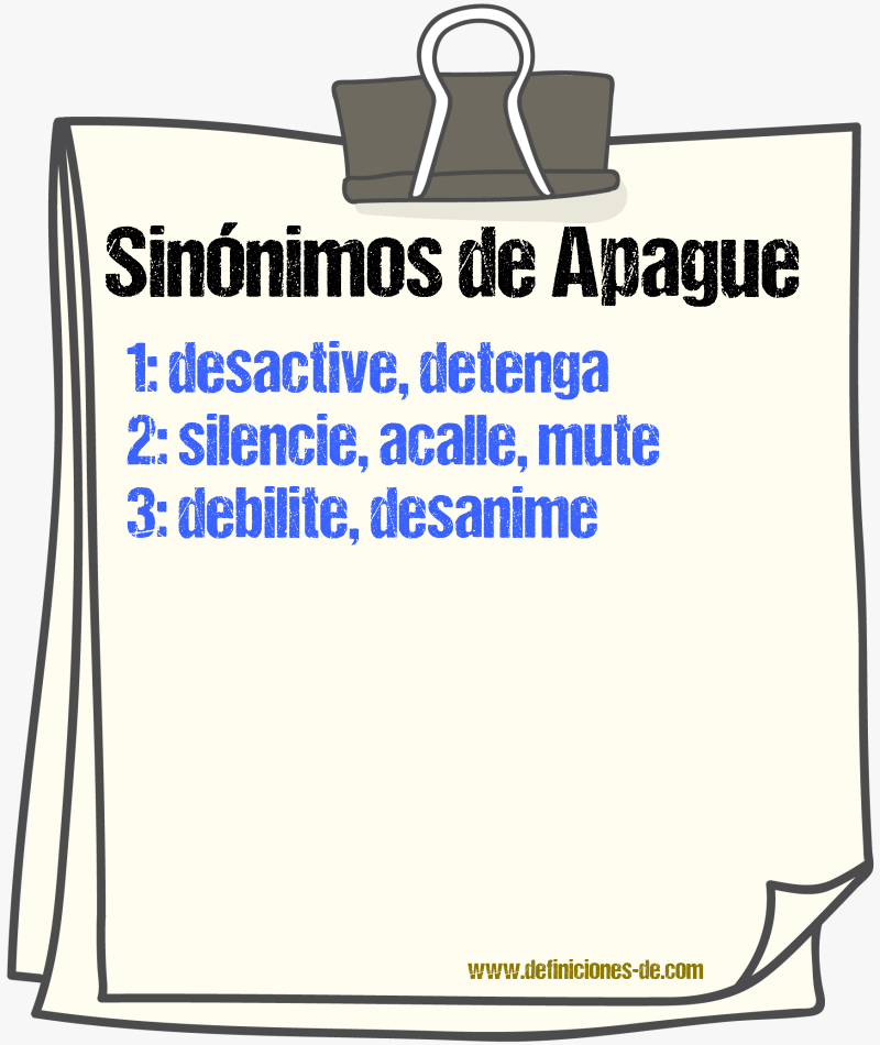Sinónimos de apague