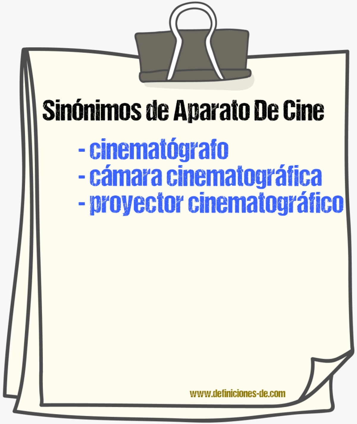 Sinónimos de aparato de cine
