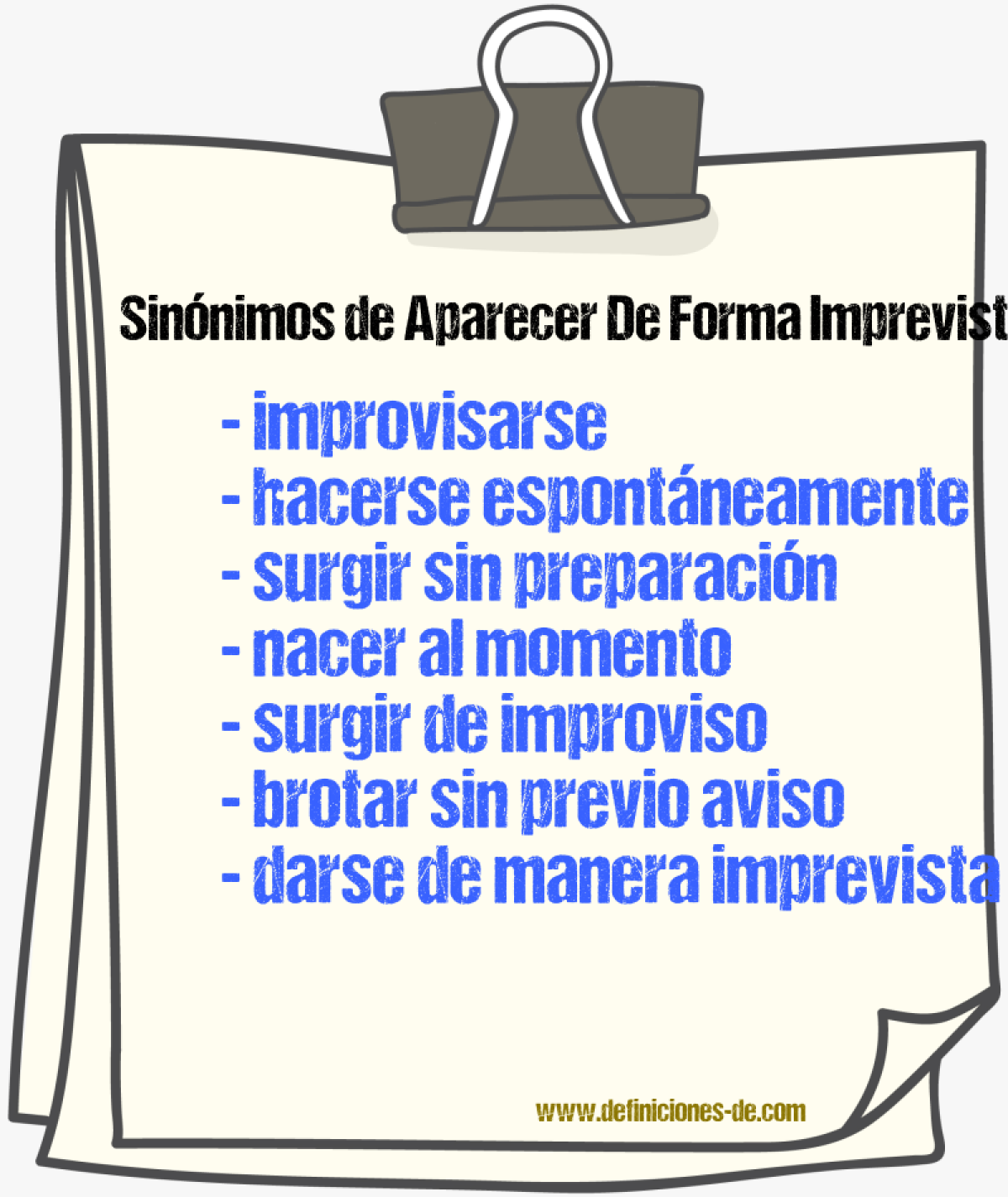 Sinónimos de aparecer de forma imprevista