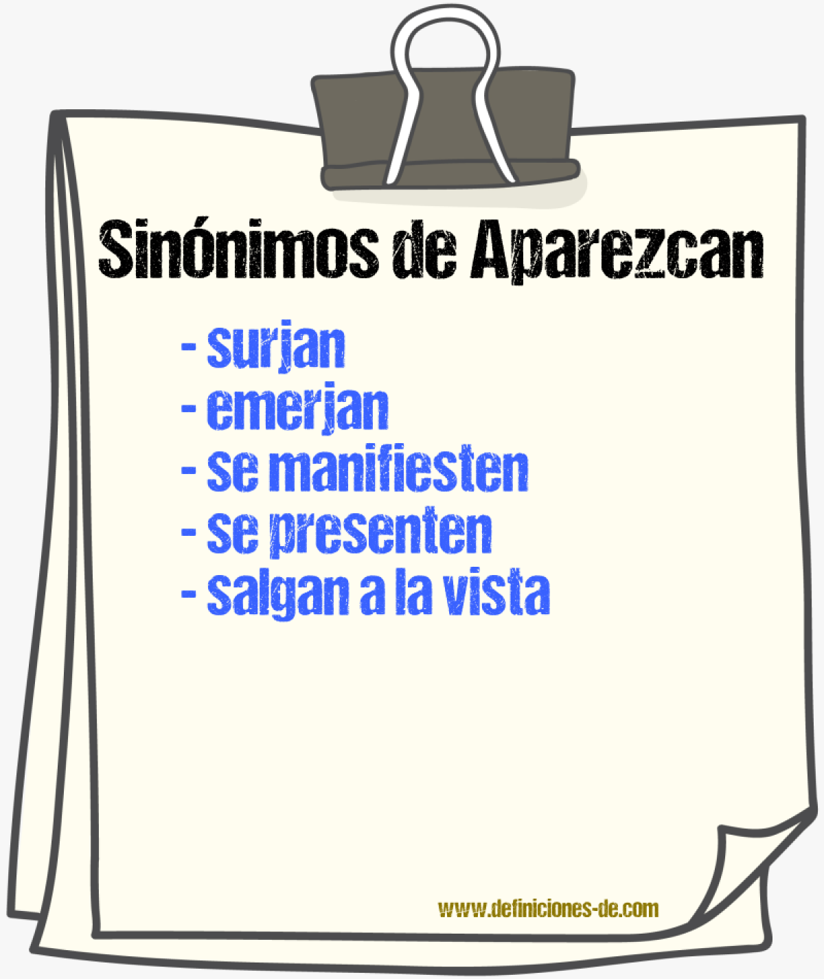 Sinónimos de aparezcan