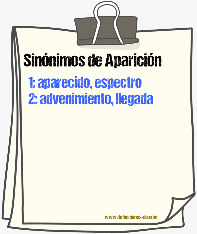 Sinnimos de aparicin