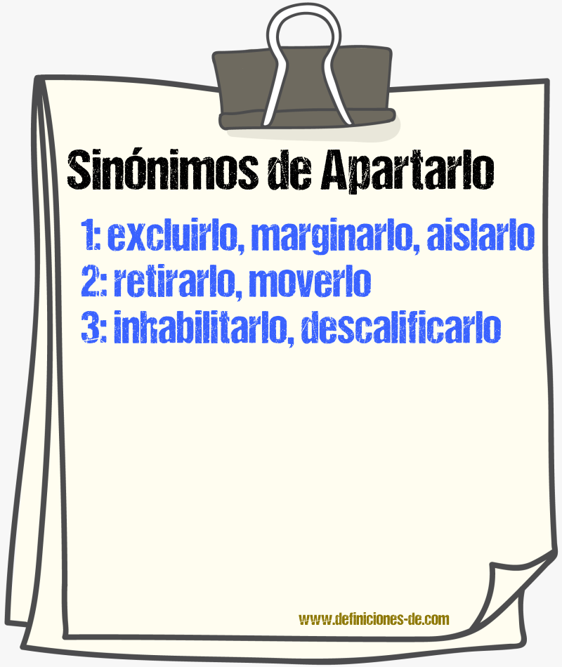Sinónimos de apartarlo