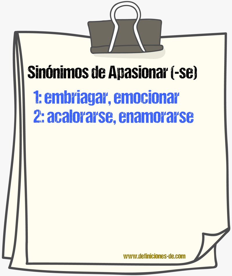 Sinnimos de apasionar