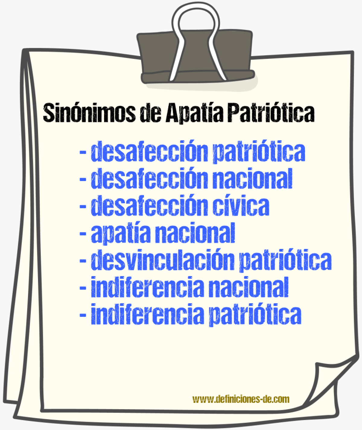 Sinónimos de apatía patriótica