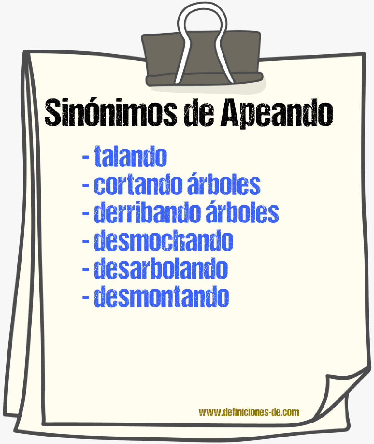 Sinónimos de apeando