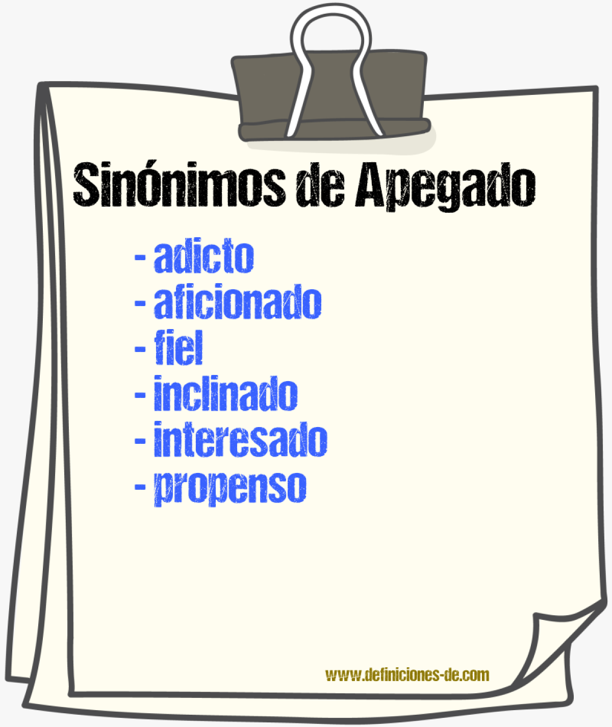 Sinnimos de apegado