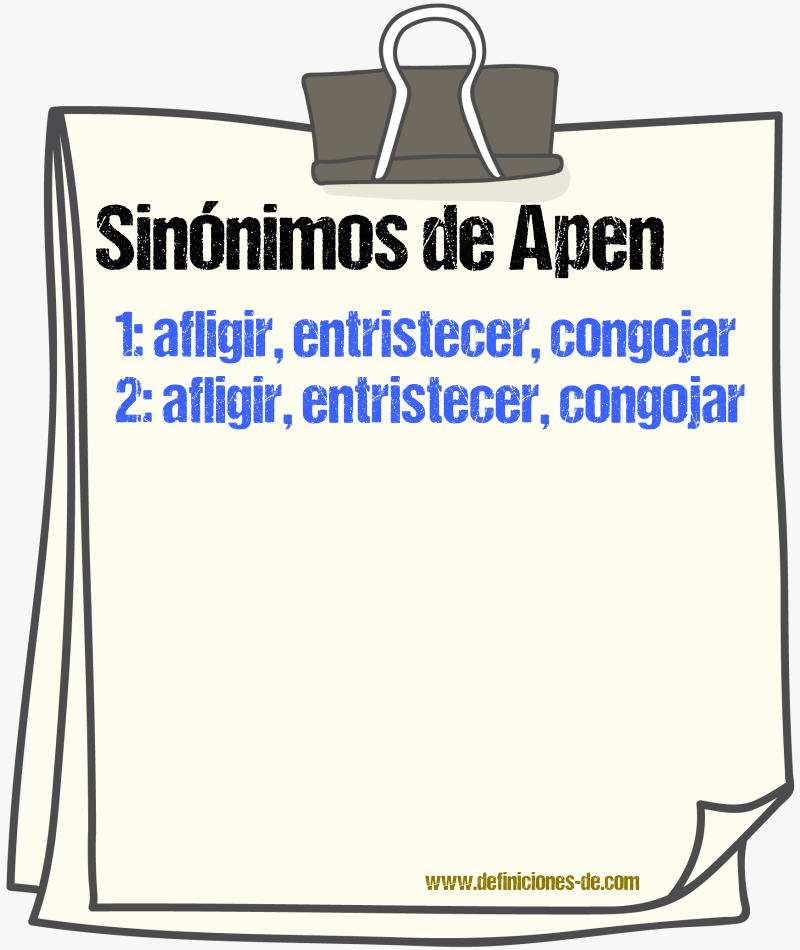 Sinónimos de apenе