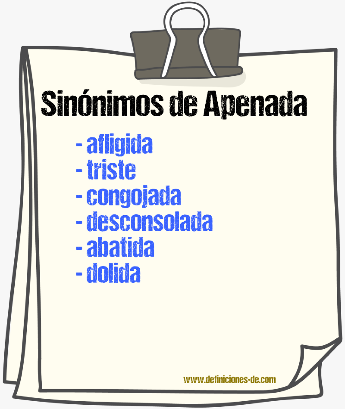 Sinónimos de apenada