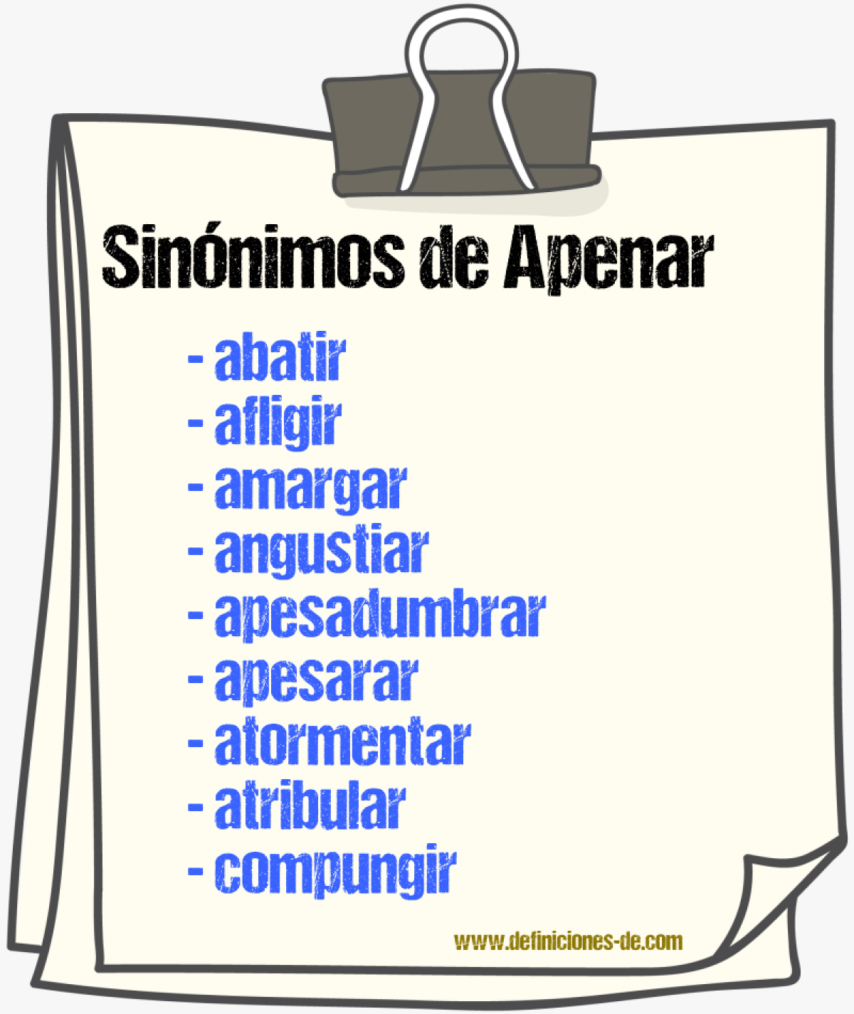 Sinnimos de apenar