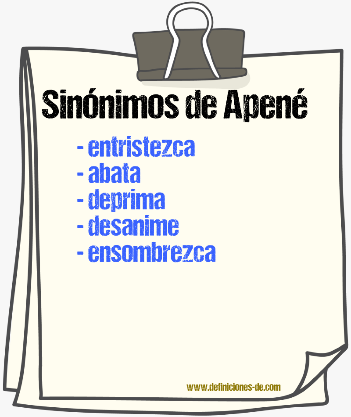 Sinónimos de apené