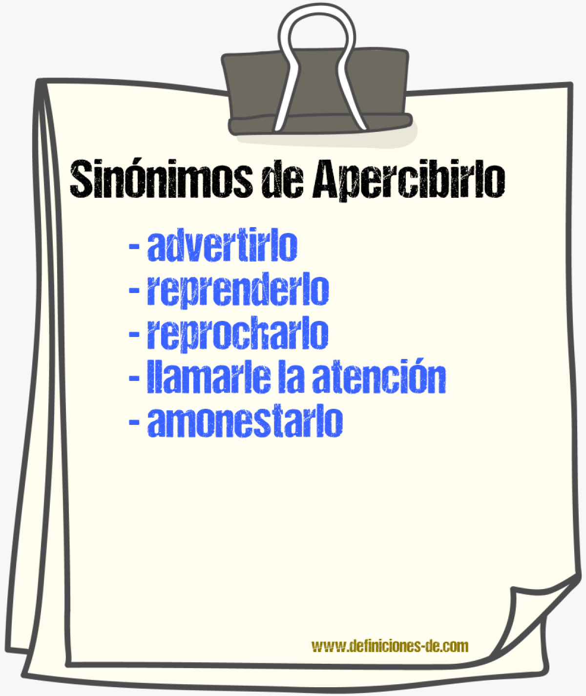 Sinónimos de apercibirlo