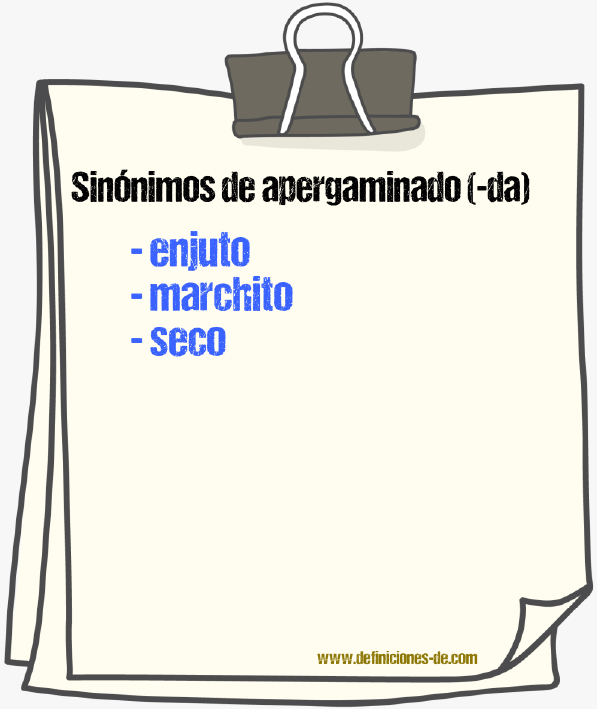 Sinnimos de apergaminado