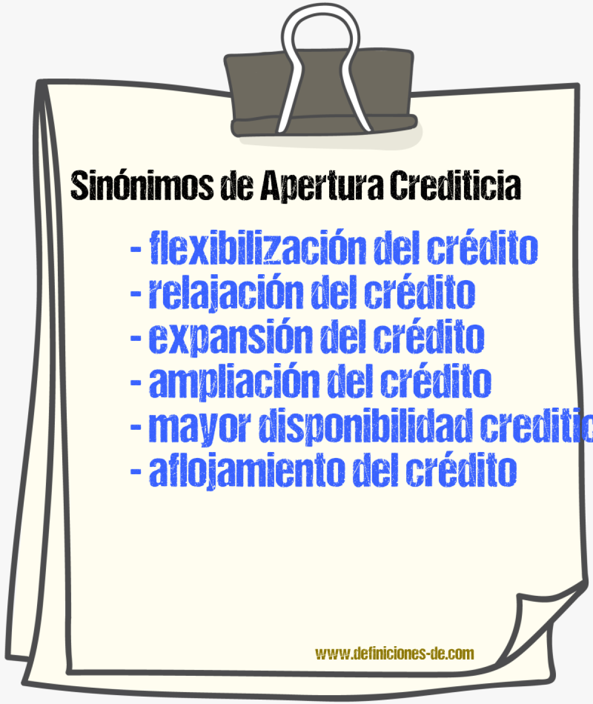Sinónimos de apertura crediticia