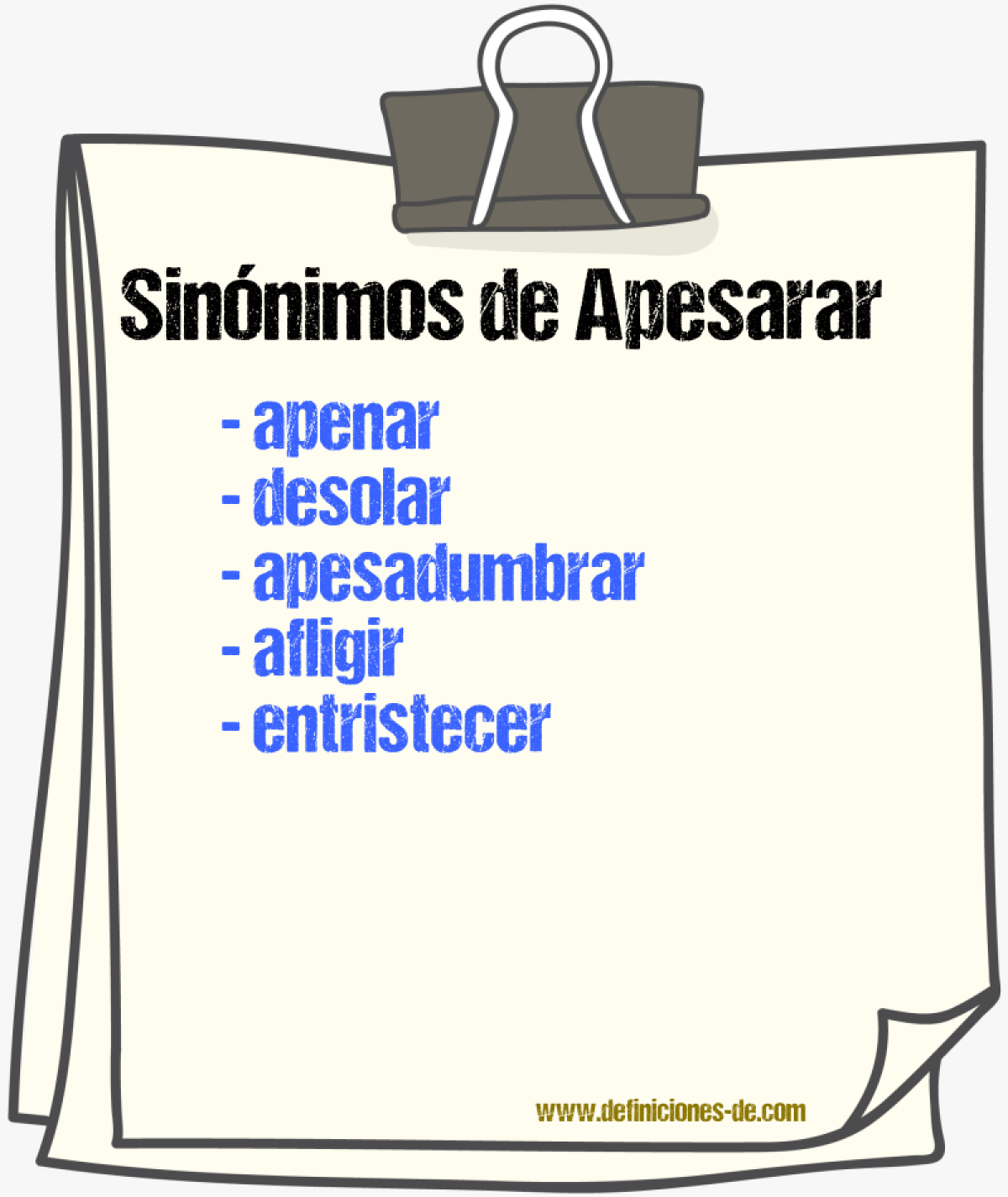 Sinnimos de apesarar